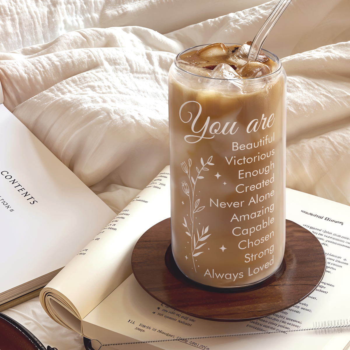 Inspiration GlassGlow | Glass Tumbler with Bamboo Lid 16oz