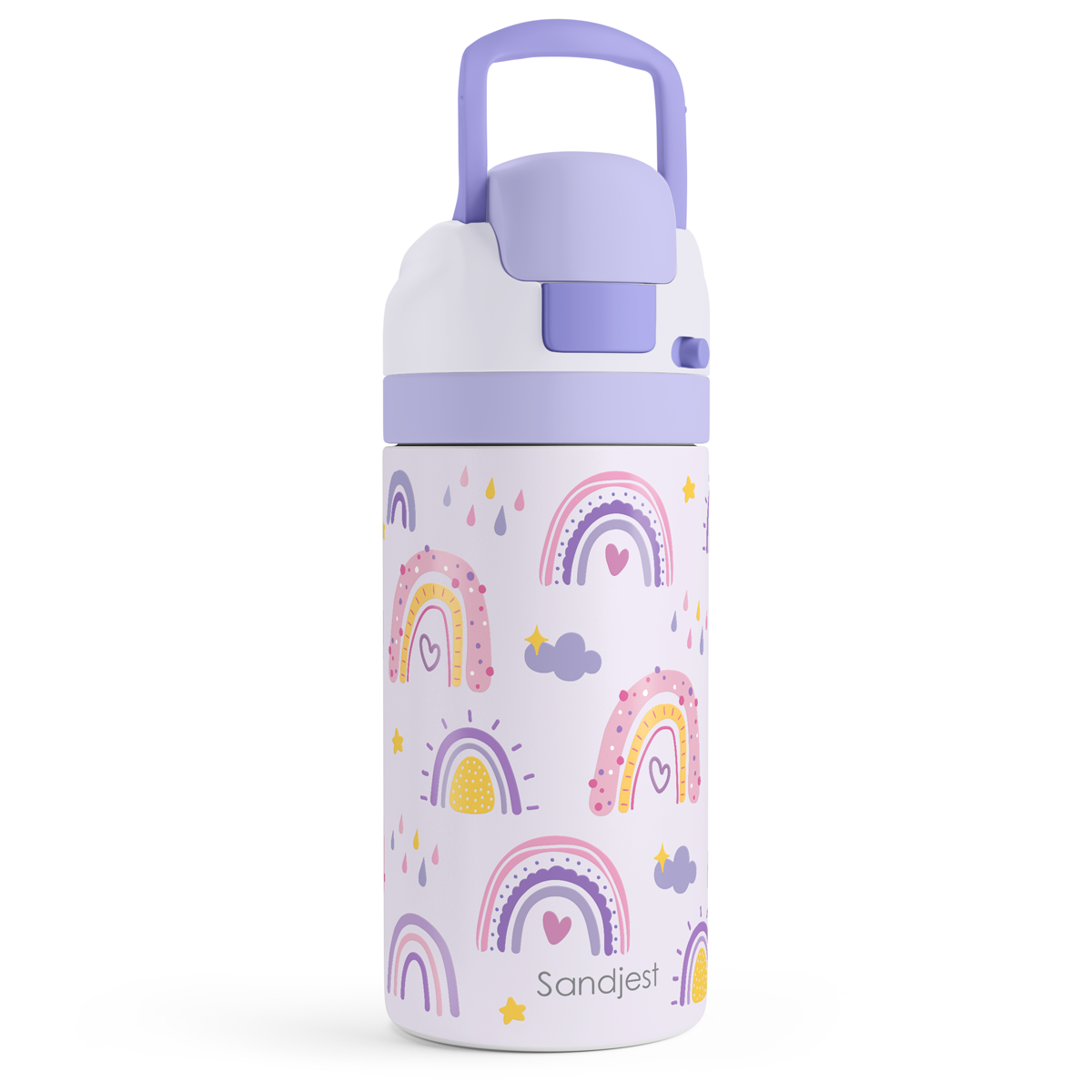 FunzyPop 16oz Kids Push-button Water Bottle | Rainbow
