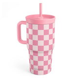 CubbyKup 20oz Kids Leak-proof Tumbler | Pink Checkers