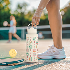 White Pickleball SipChic | Straw Lid Water Bottle 32oz