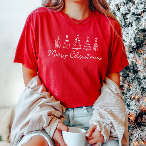 Sandjest Merry Christmas T-Shirt Hand Draw Style Gift for Friend Men Women Boy Girl