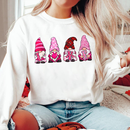 Sandjest Valentine Gnome Crewneck Sweatshirt Gift for Couple Husband Wife Boyfriend Girlfriend