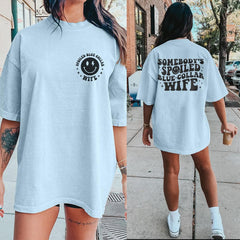 Sandjest Funny T-Shirt for Wife Girlfriend Blue Collar Wife Christmas Birthday Gift