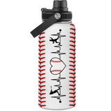 White Baseball Chug Lid Water Bottle 32oz