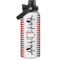 SANDJEST Baseball Water Bottle 32oz Stainless Steel Insulated Bottles for Men Women Sports Lovers Baseball Fan Players Coach - Baseball Gifts for Birthday Christmas
