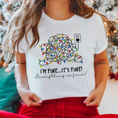 Sandjest Funny T-Shirt Everything Is Fine Gift for Women Girl Friend