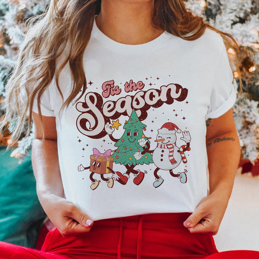 Sandjest Tis The Season Tshirt, Christmas Tshirt, Merry Christmas Tshirt, Christmas Tshirt, Women Christmas T-shirt, Christmas Tee Shirt