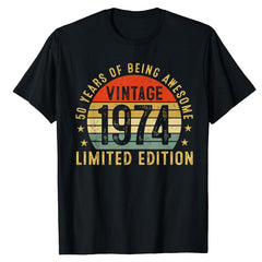 50th Birthday 1974 50 Years Of Being Awesome Retro T-Shirt