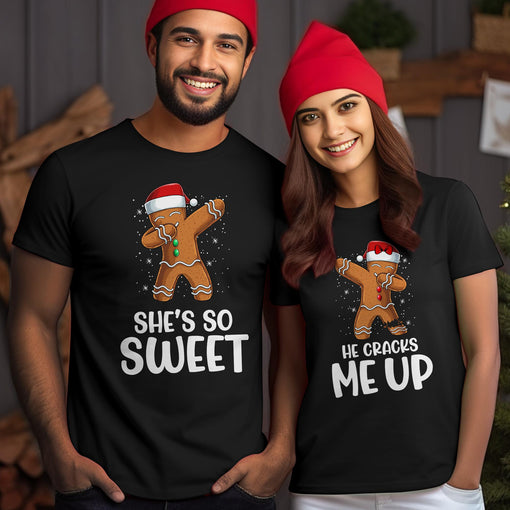 Sandjest Christmas Couple T-Shirt Gingerbread Couple Gifts for Husband Wife Girlfriend Boyfriend