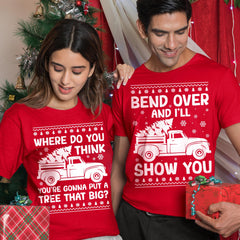 Sandjest Christmas Funny T-Shirt Gifts for Couple Husband Wife Girlfriend Boyfriend