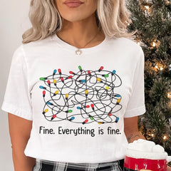 Sandjest Funny Christmas T-Shirt I'm Fine Everything Is Fine Gift for Friend Girl Women Men Boy