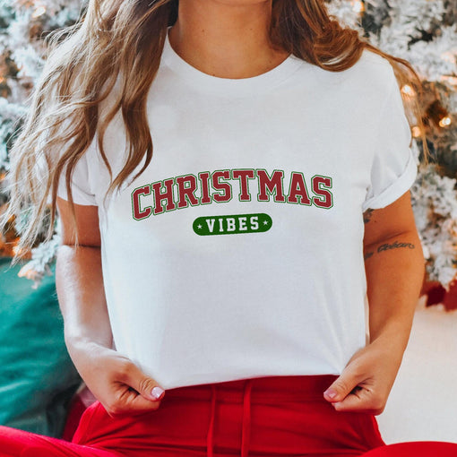 Sandjest Retro Christmas Vibes Tshirt, Cute Christmas Tshirt, Christmas Vibes Tshirt, Xmas Vibes Shirt, Christmas Gift, Christmas Vibes Tee