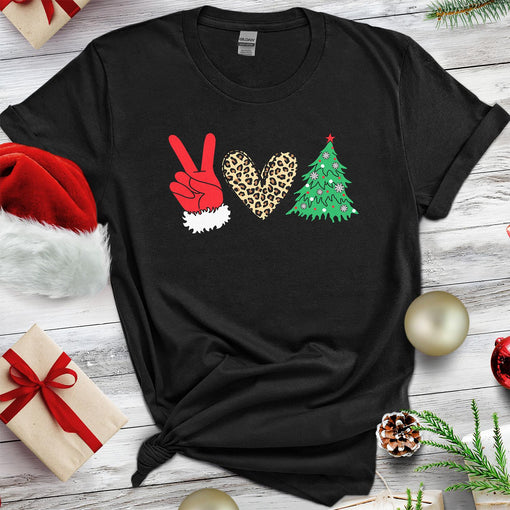 Sandjest Peace Love Christmas T-Shirt Funny Gift for Women Friend Girl Xmas Gifts