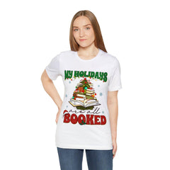 Sandjest Christmas Tshirt My Holidays Are All Booked Gift for Women Book Lover Bookworm