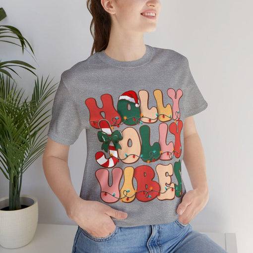 Sandjest Holly Jolly Vibes Retro Christmas Tshirt, Holly Jolly Vibes Shirt, Vintage Christmas Shirt, Vintage Groovy Holly Jolly Vibes Shirt, Xmas Gift