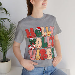 Sandjest Holly Jolly Vibes Retro Christmas Tshirt, Holly Jolly Vibes Shirt, Vintage Christmas Shirt, Vintage Groovy Holly Jolly Vibes Shirt, Xmas Gift