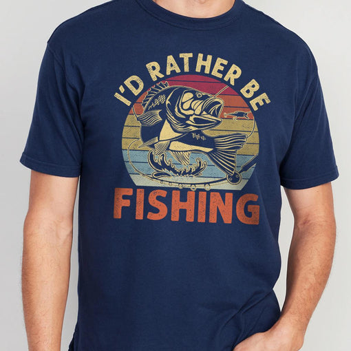 I'd Rather Be Fishing, Funny Fishing Saying Graphic Novelty T-Shirt