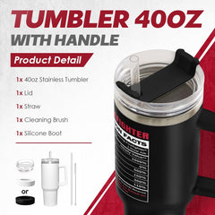 Firefighter Gifts for Men, 40oz Stainless Steel Insulated Coffee Tumbler with Lid & Straw, Travel Mug Cup Gift for Fireman Dad, Christmas Birthday