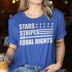 Sandjest Patriotic T-Shirt Us Flag Star Stripe and Equal Right Gift for Men Women Veteran Patriots