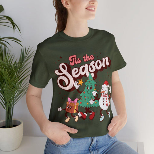 Sandjest Tis The Season Tshirt, Christmas Tshirt, Merry Christmas Tshirt, Christmas Tshirt, Women Christmas T-shirt, Christmas Tee Shirt