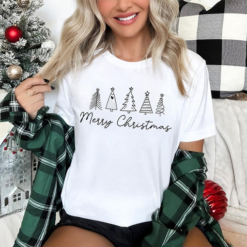 Sandjest Merry Christmas T-Shirt Hand Draw Style Gift for Friend Men Women Boy Girl