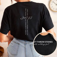 Sandjest Christian T-Shirt Let Him Throw a Stone at Her First Gift for Women Girl Friends