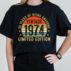 50th Birthday 1974 50 Years Of Being Awesome Retro T-Shirt