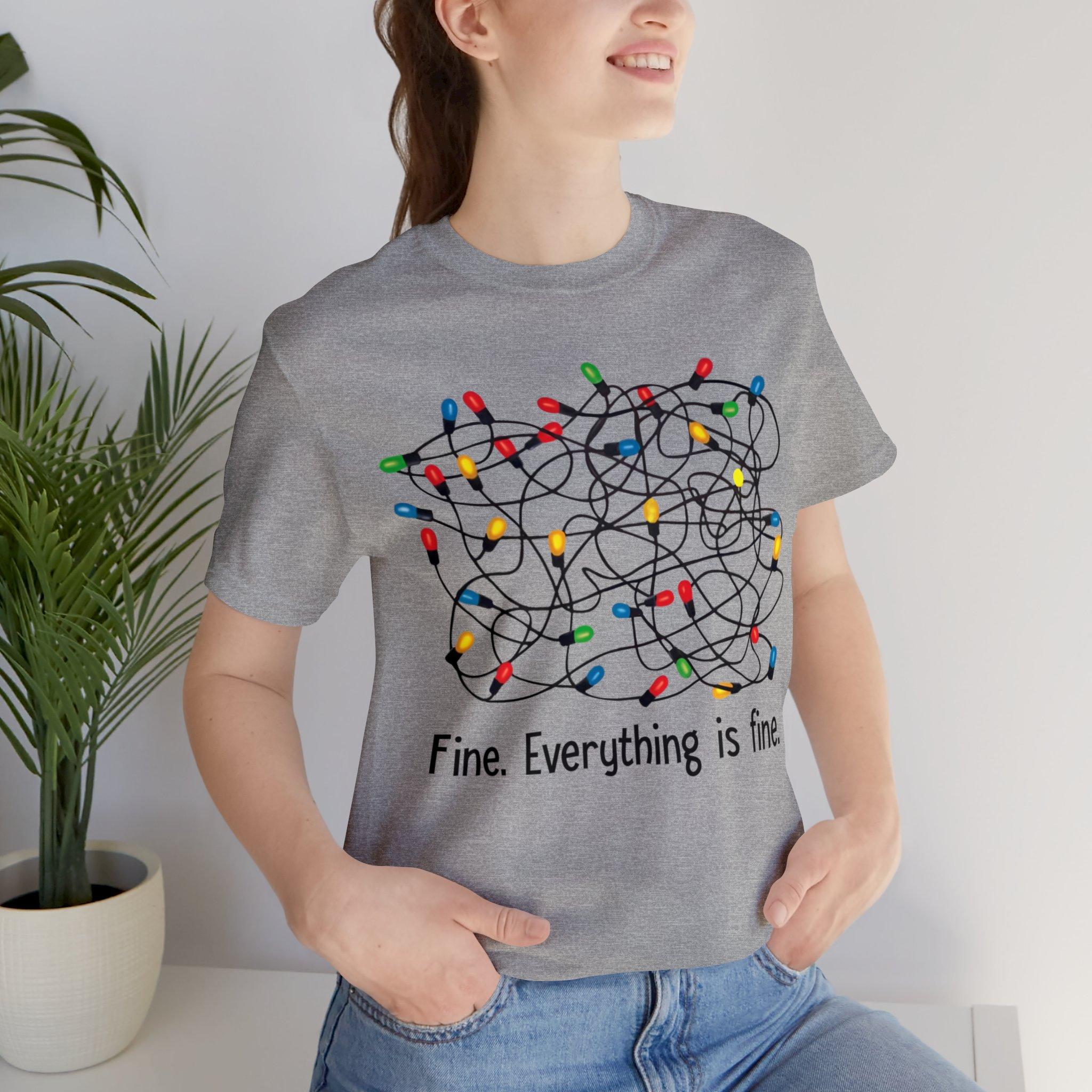 Sandjest Funny Christmas T-Shirt I'm Fine Everything Is Fine Gift for Friend Girl Women Men Boy
