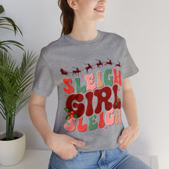 Sandjest Christmas Tshirt Sleigh Girl Sleigh Groovy Style Gift for Women Girl Friend