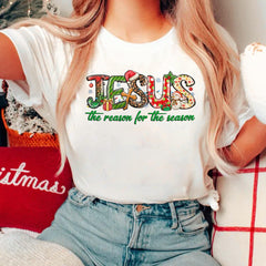 Sandjest Christmas T-Shirt Jesus the Reason for the Season Gift for Women Friend Xmas Gifts Idea