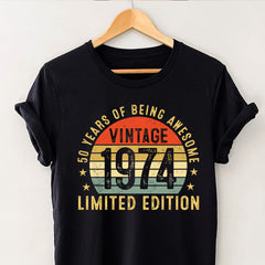 50th Birthday 1974 50 Years Of Being Awesome Retro T-Shirt