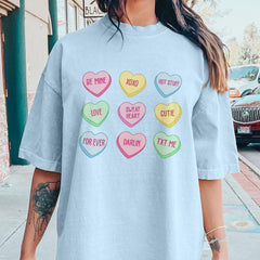 Sandjest Candy Hearts T-Shirt Valentines Shirts for Women Girl Friends