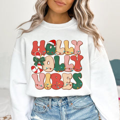 Sandjest Holly Jolly Vibes Retro Christmas Shirt, Holly Jolly Vibes Shirt, Vintage Christmas Shirt, Vintage Groovy Holly Jolly Vibes Shirt, Xmas Gift