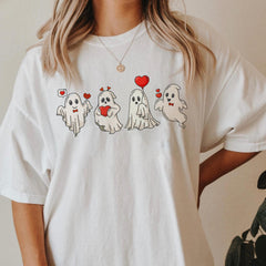 Sandjest Cute Valentine T-Shirt Funny Ghost Gifts for Women Girl Friends Wife