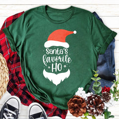 Sandjest Christmas Couple T-Shirt Santa's Favourite Ho Gifts for Husband Wife Girlfriend Boyfriend