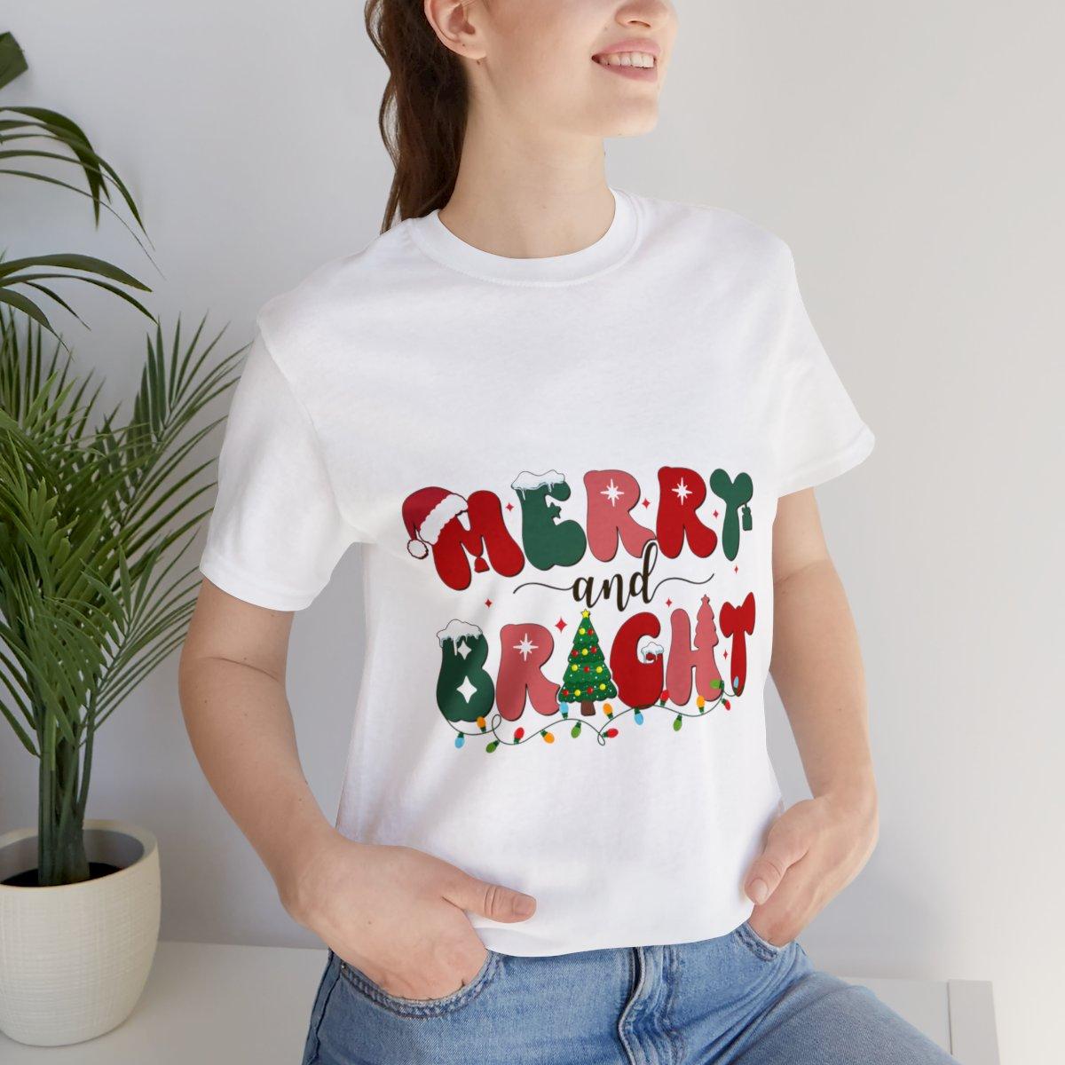 Sandjest Merry And Bright Christmas Tshirt, Women Christmas Shirt, Christmas Tshirts for Women, Christmas Women, Merry Christmas Tshirt