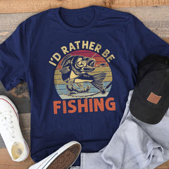I'd Rather Be Fishing, Funny Fishing Saying Graphic Novelty T-Shirt