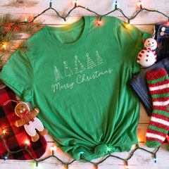 Sandjest Merry Christmas T-Shirt Hand Draw Style Gift for Friend Men Women Boy Girl