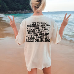 Sandjest Inspirational T-shirt Keep Shining Gift for Women Girl Friend Teenager