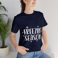 Sandjest Christmas Tshirt Freezin Season Gift for Women Girl Friend