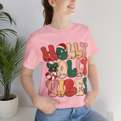 Sandjest Holly Jolly Vibes Retro Christmas Tshirt, Holly Jolly Vibes Shirt, Vintage Christmas Shirt, Vintage Groovy Holly Jolly Vibes Shirt, Xmas Gift