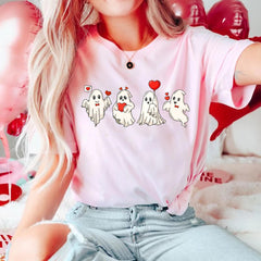 Sandjest Cute Valentine T-Shirt Funny Ghost Gifts for Women Girl Friends Wife