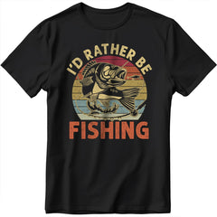 I'd Rather Be Fishing, Funny Fishing Saying Graphic Novelty T-Shirt