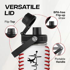 SANDJEST Baseball Water Bottle 32oz Stainless Steel Insulated Bottles for Men Women Sports Lovers Baseball Fan Players Coach - Baseball Gifts for Birthday Christmas