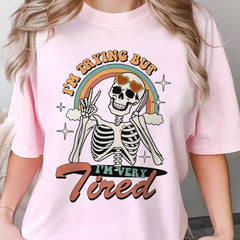 Sandjest Funny T-Shirt I??m Trying but I??m Very Tired Gift for Friend Girl Women