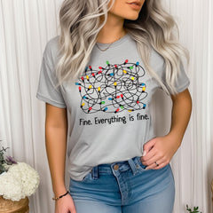 Sandjest Funny Christmas T-Shirt I'm Fine Everything Is Fine Gift for Friend Girl Women Men Boy