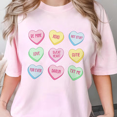Sandjest Candy Hearts T-Shirt Valentines Shirts for Women Girl Friends