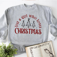 Sandjest Women's Christmas Shirt, Just A Girl Who Loves Christmas, Christmas Gift Shirt, Christmas Lover Shirt, Holiday Winter Shirt, Christmas Gift