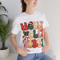 Sandjest Holly Jolly Vibes Retro Christmas Tshirt, Holly Jolly Vibes Shirt, Vintage Christmas Shirt, Vintage Groovy Holly Jolly Vibes Shirt, Xmas Gift