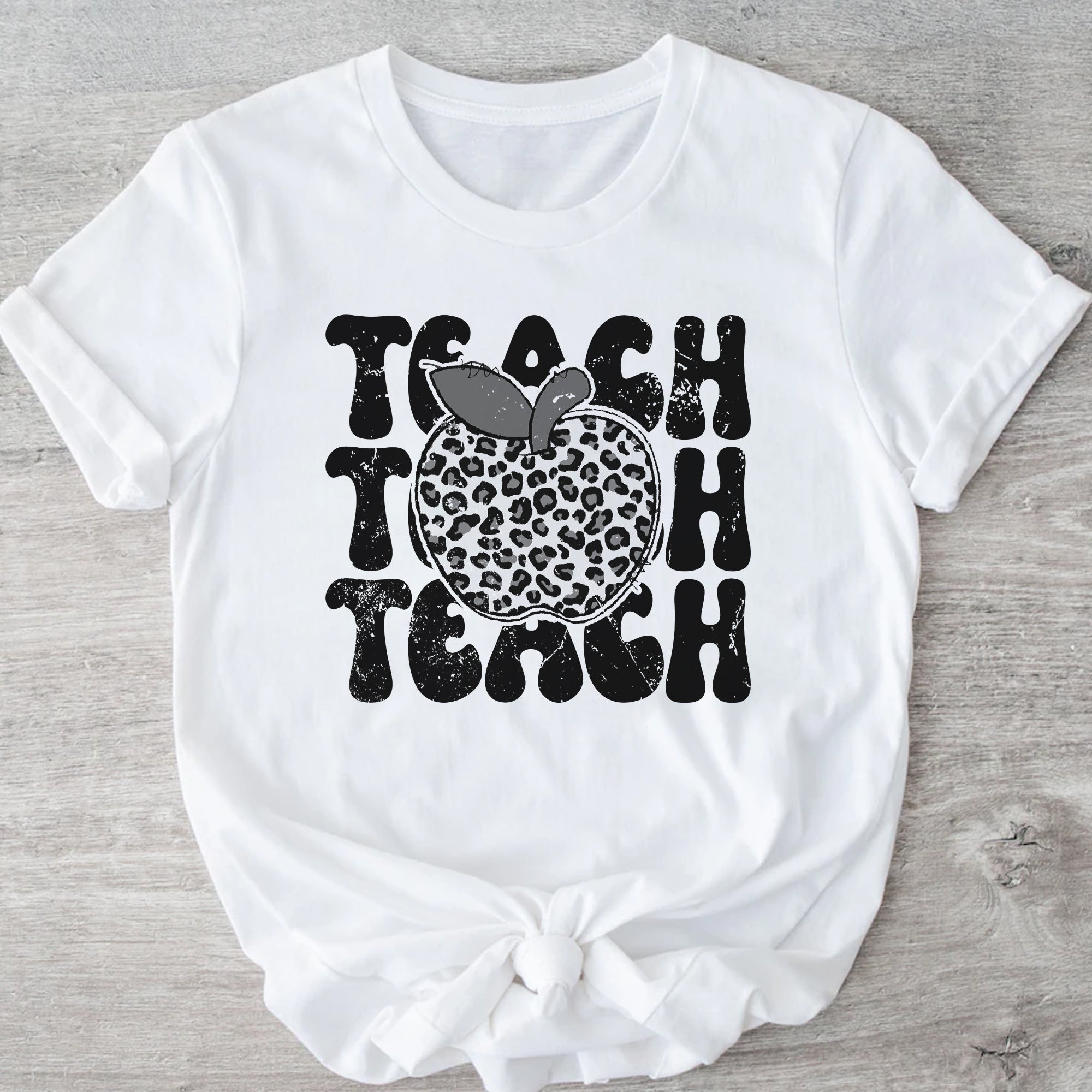 Sandjest Teacher T-Shirt Leopard Pattern Gift for Women Girl Friends